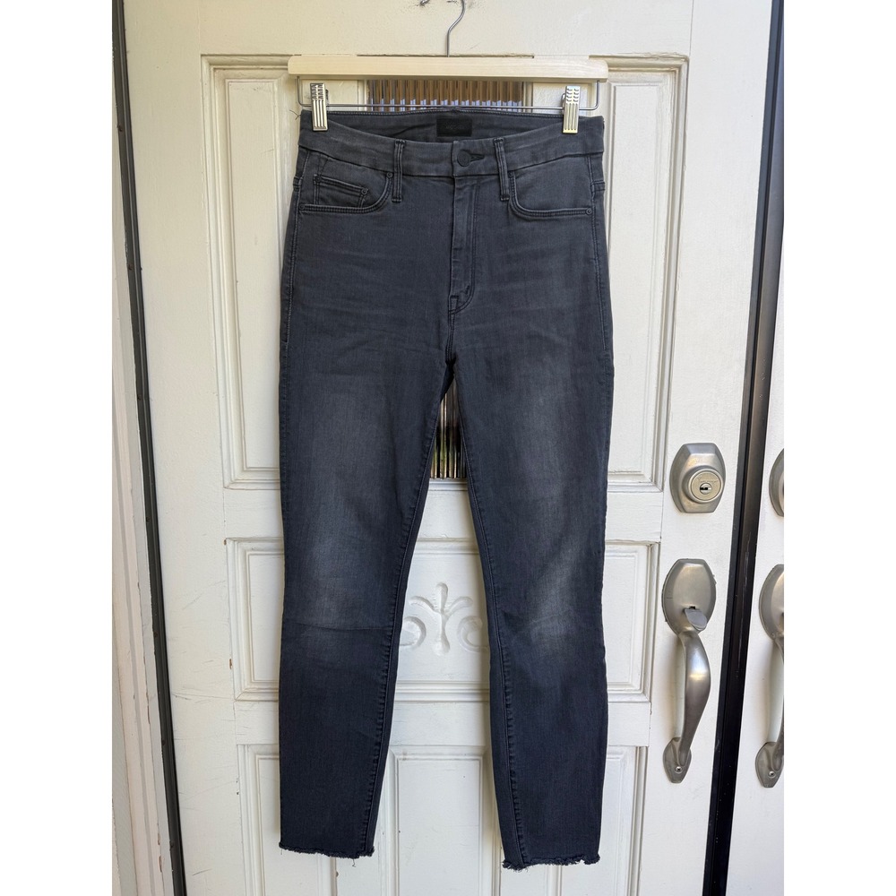 Mother High Waisted Looker Ankle Fray Jeans Lighting Up Lanterns Grey Size 25
